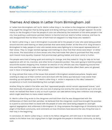 Themes And Ideas In Letter From Birmingham Jail