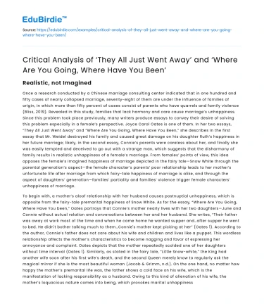 Critical Analysis of They All Just Went Away and Related Stories