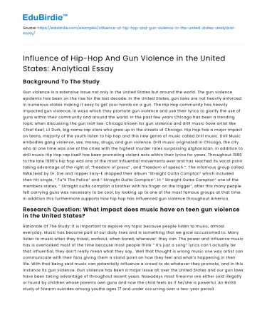 Hip-Hop’s Impact on Gun Violence in US