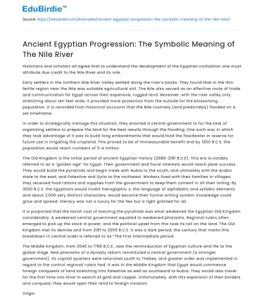 Ancient Egyptian Progression: The Symbolic Meaning of The Nile River