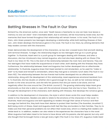 Battling Illnesses In The Fault In Our Stars