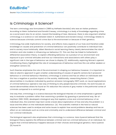 Is Criminology A Science?