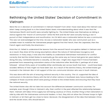 Reevaluating the U.S. Commitment in Vietnam