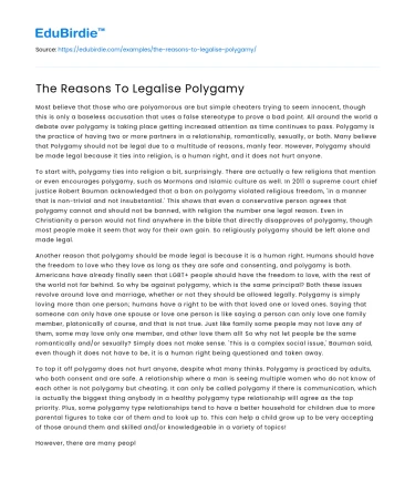 The Reasons To Legalise Polygamy