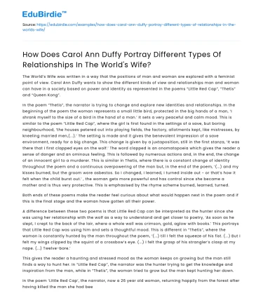 Portrayal of Relationships in The World’s Wife