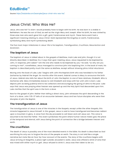 The Identity of Jesus Christ