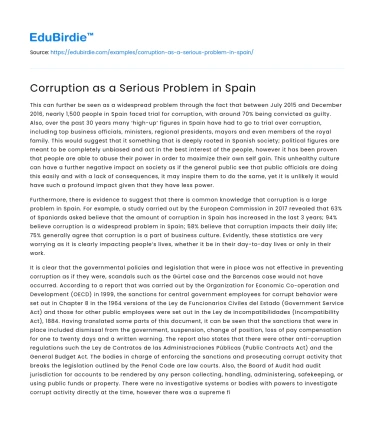 Corruption as a Serious Problem in Spain