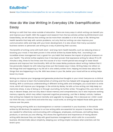 How do We Use Writing in Everyday Life: Exemplification Essay