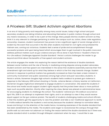 A Priceless Gift: Student Activism against Abortions