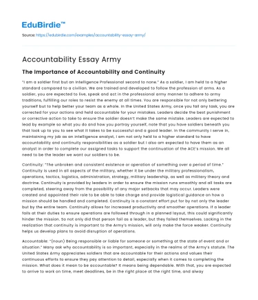 Accountability Essay Army