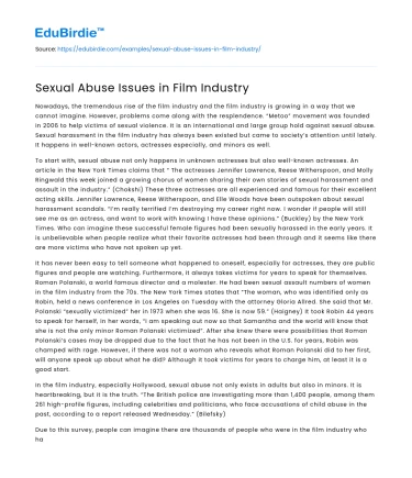 Sexual Abuse Issues in Film Industry