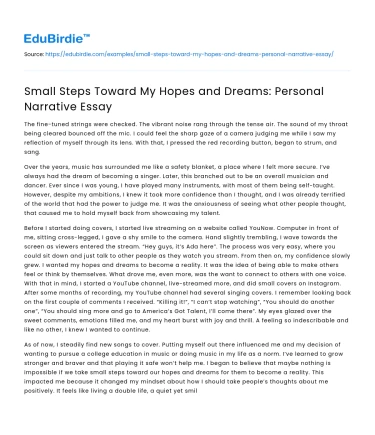 Small Steps Toward My Hopes and Dreams: Personal Narrative Essay