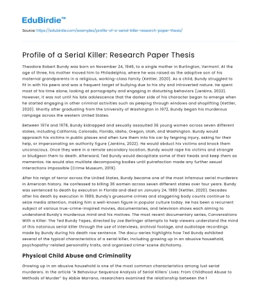 Profile of a Serial Killer: Research Paper Thesis