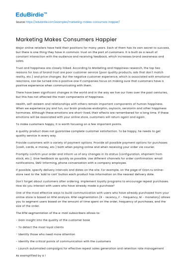 Marketing Makes Consumers Happier