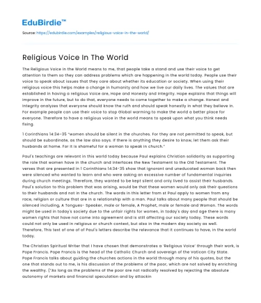 Religious Voice In The World