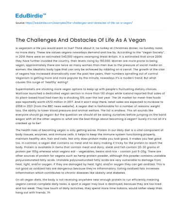 The Challenges And Obstacles Of Life As A Vegan