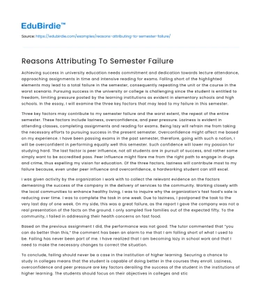 Factors Leading to Academic Failure in Semesters