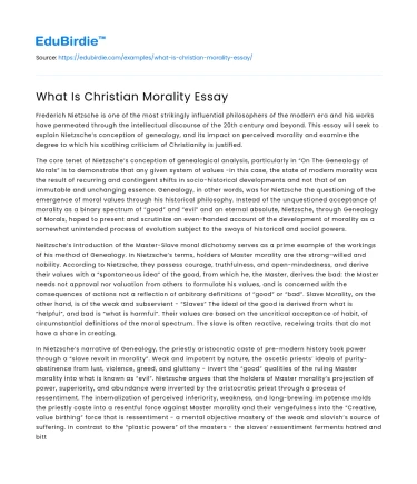 What Is Christian Morality Essay