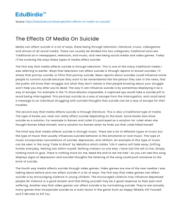 The Effects Of Media On Suicide