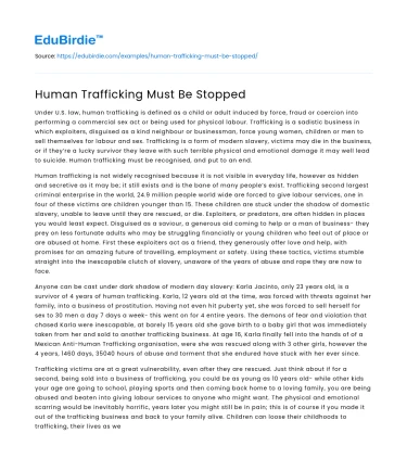 Human Trafficking Must Be Stopped
