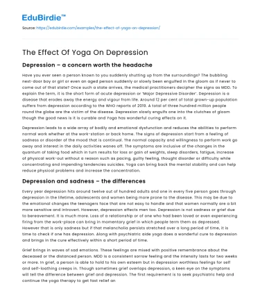 The Effect Of Yoga On Depression