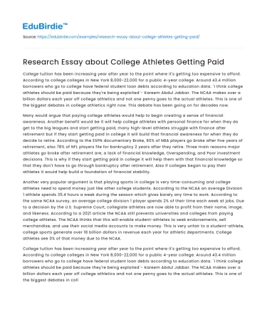 Compensating College Athletes: A Modern Necessity