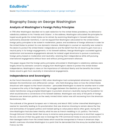 Biography Essay on George Washington