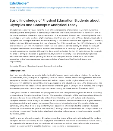 Physical Education Students’ Olympics Knowledge: An Analytical Essay
