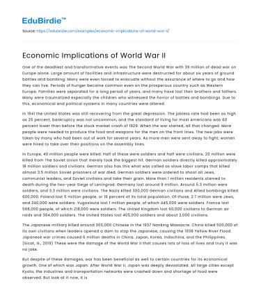 Economic Implications of World War II