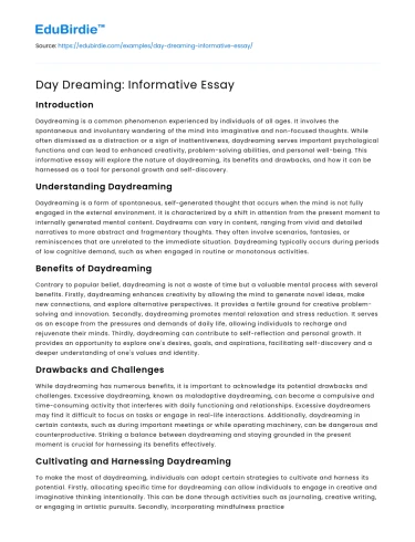Day Dreaming: Informative Essay