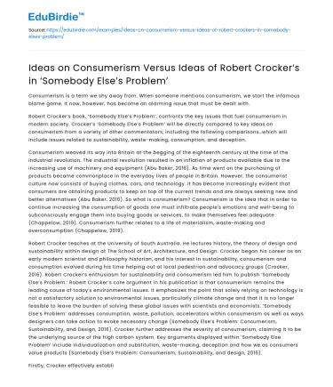 Consumerism vs Robert Crocker’s Ideas in ‘Somebody Else’s Problem’