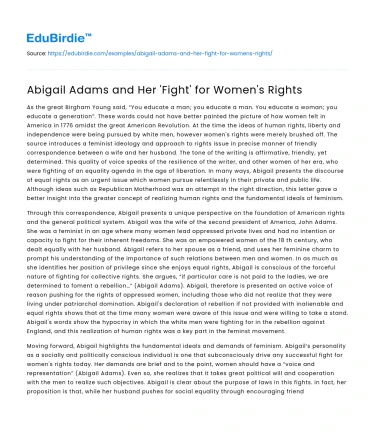 Abigail Adams and Her ‘Fight’ for Women’s Rights