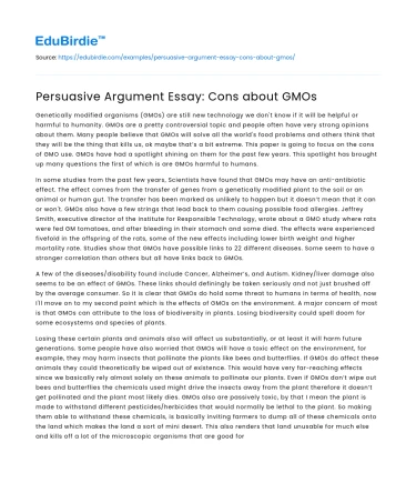 The Risks of GMOs: A Critical Perspective