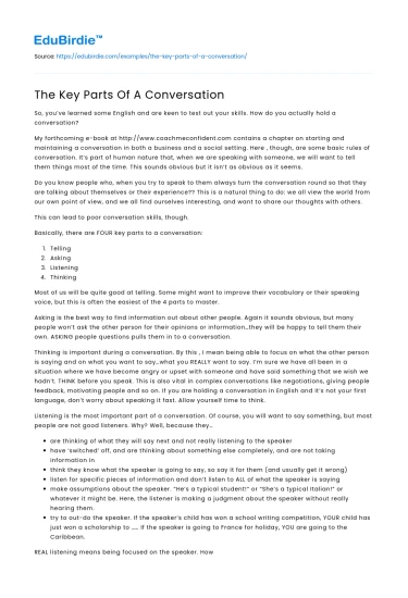 The Key Parts Of A Conversation