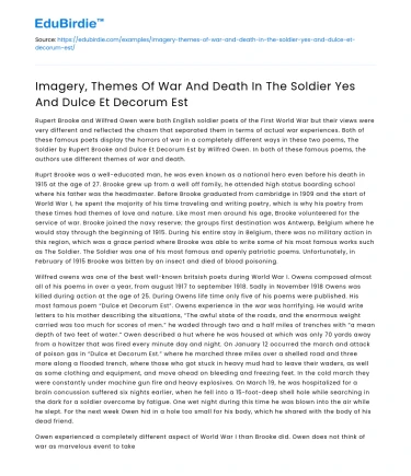 War and death themes in The Soldier Yes and Dulce Et Decorum Est