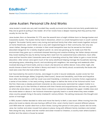 Jane Austen: An Exploration of Her Life and Literary Contributions