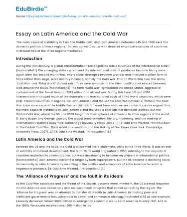 Essay on Latin America and the Cold War