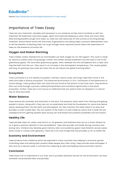 Importance of Trees Essay