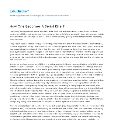 The Path to Serial Killing