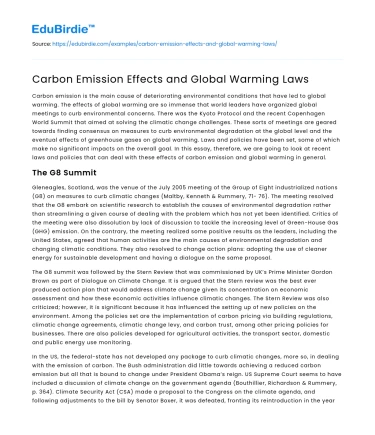 Carbon Emission Effects and Global Warming Laws