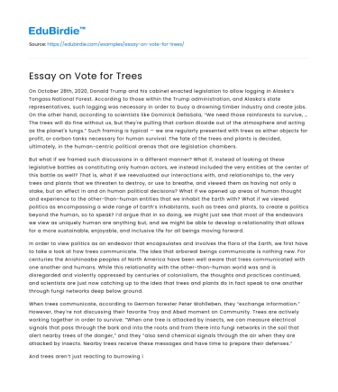 Essay on Vote for Trees