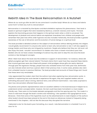 Rebirth Idea In The Book Reincarnation In A Nutshell