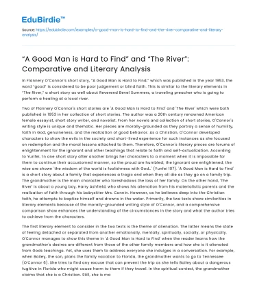 Comparative Analysis of “A Good Man is Hard to Find” and “The River”