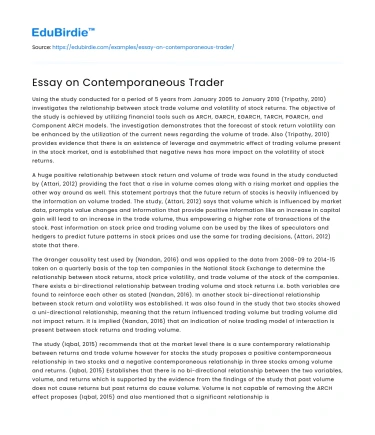 Impact of Contemporaneous Trading