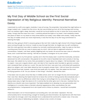 My First Day of Middle School: Religious Identity Expression