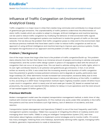 Influence of Traffic Congestion on Environment: Analytical Essay
