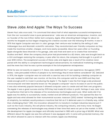 Steve Jobs And Apple: The Ways To Success