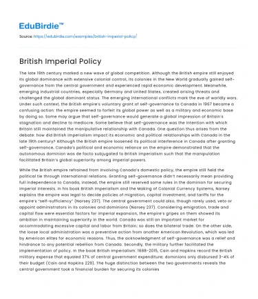 British Imperial Policy
