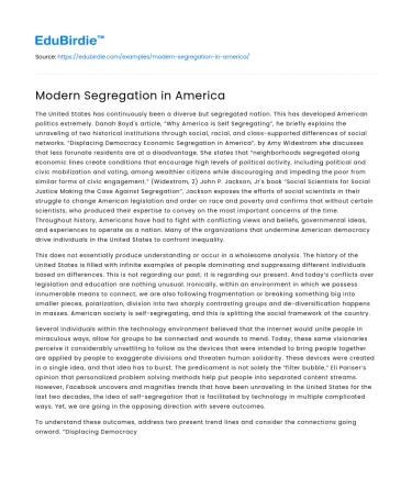 Modern Segregation in America