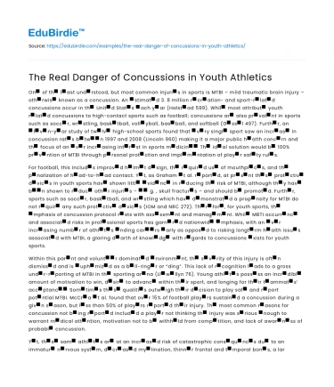 The Real Danger of Concussions in Youth Athletics